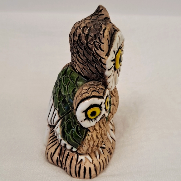 Vintage studio art pottery hand made partially glazedowl and baby - Picture 4 of 7